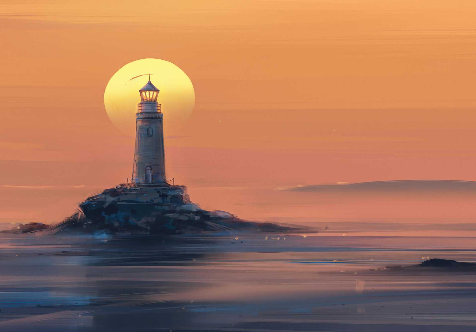 Artwork showing lighthouse